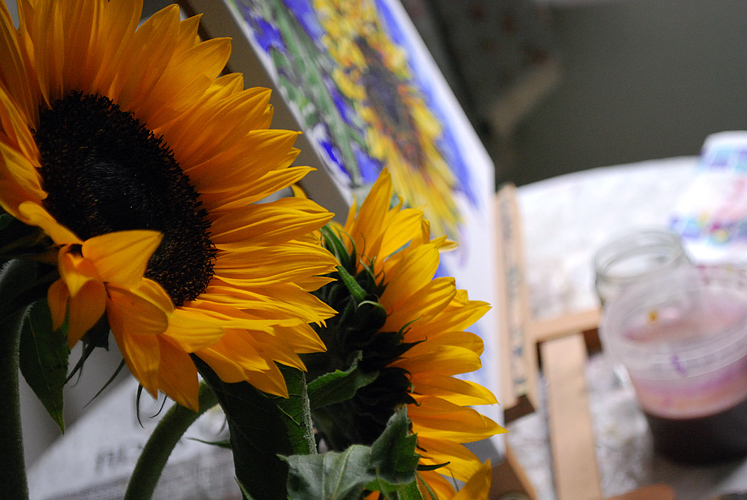 Painting some sunflowers