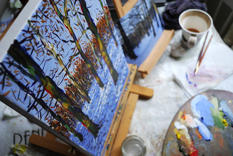 Painting a snow scene