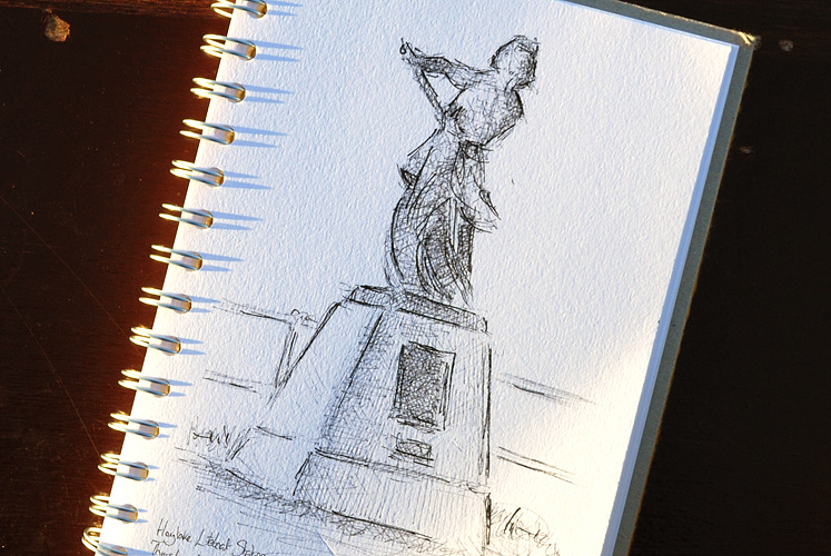 Drawing of a Paul Bearman sculpture by Simon Birtall