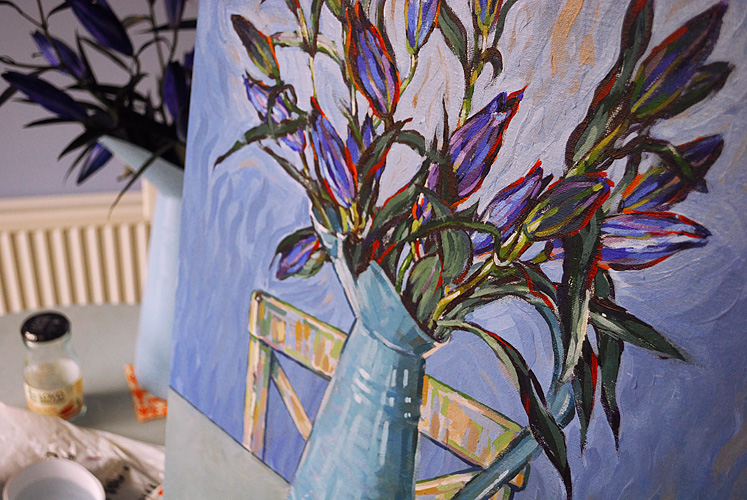 Painting blue lilies