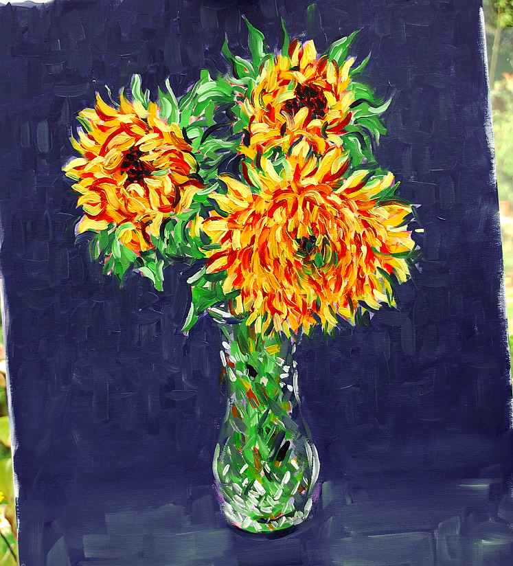 Painting - Three Sunflowers
