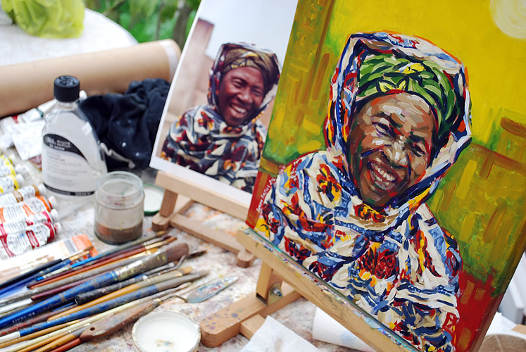 Painting session - Oxfam art