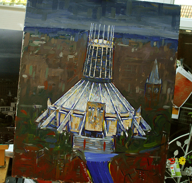 Painting of Liverpool Metropolitan Cathedral