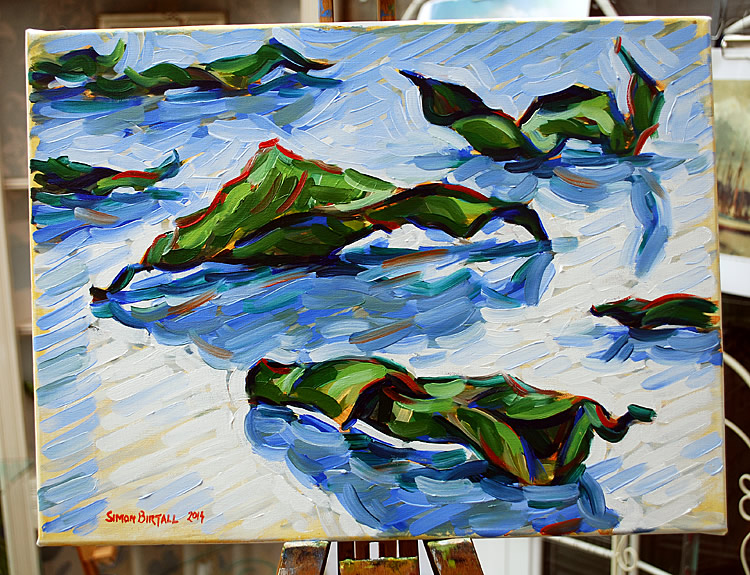 Painting of some clementine leaves