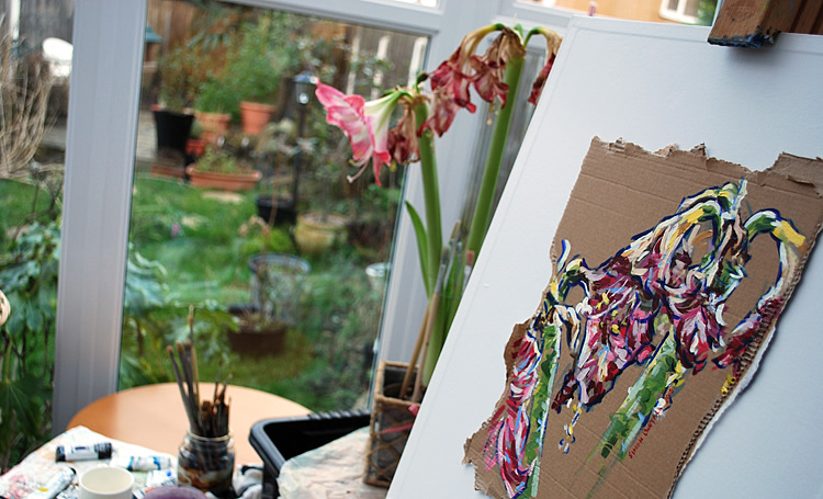 Painting session - an amaryllis