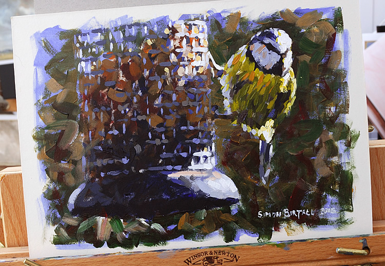 Painting of a blue tit