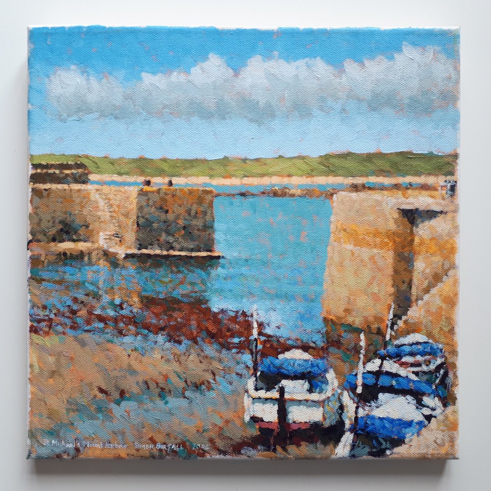 Painting - the harbour at St Michael's Mount, Cornwall
